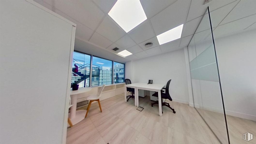 Office for rent at Paseo Castellana, Salamanca, Madrid, 28046 with chair, table, furniture, building, wood, hall, flooring, interior design, window and floor around