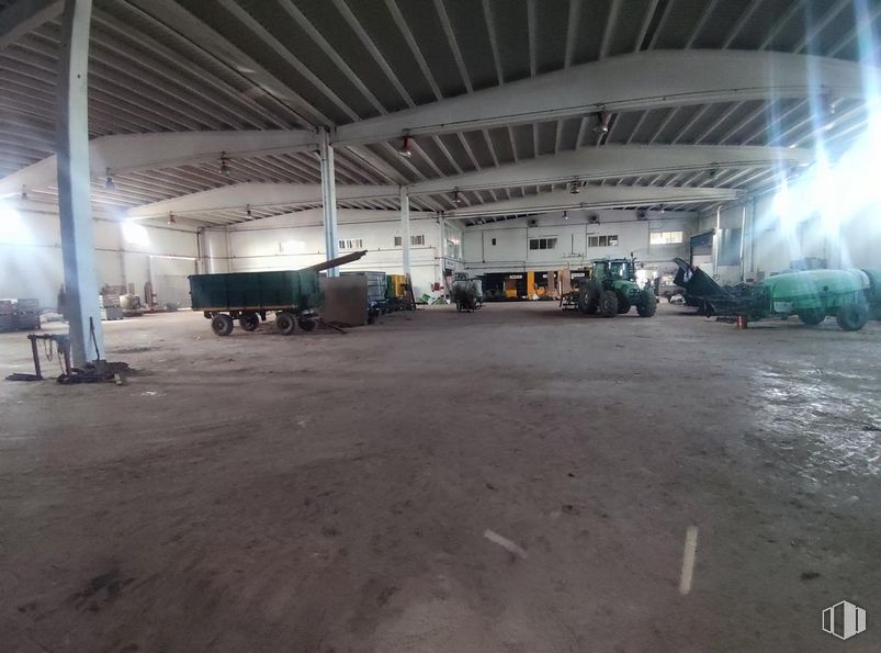 Industrial for sale at Polígono industrial Villacañas, Villacañas, Toledo, 45860 with truck, asphalt, wheel, tire, gas, parking, hall, flooring, city and concrete around