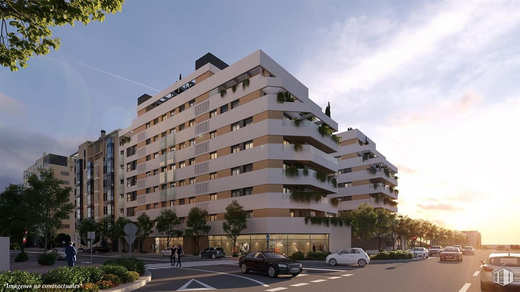 Local en venta en Residencial Manhattan, Avenida de la Gran Vía del Suroeste, 39, Villa de Vallecas, Madrid, 28031 con coche, edificio, nube, cielo, planta, ventana, árbol, bloque de pisos, condominio y arquitectura alrededor