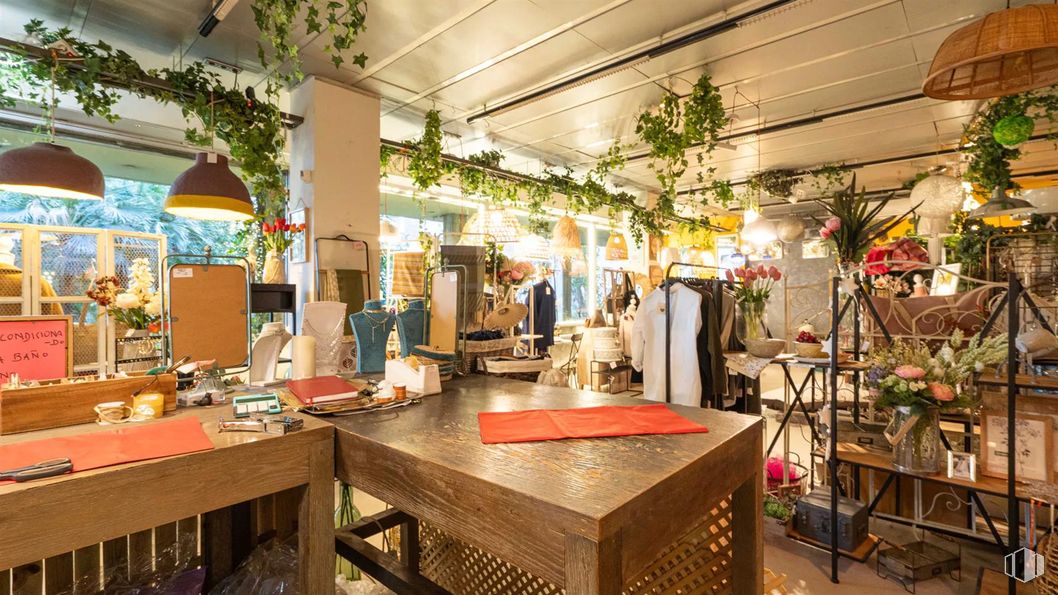 Retail for rent at Avenida de Nazaret, 10, Retiro, Madrid, 28009 with table, light fixture, lighting, interior design, furniture, flooring, flowerpot, floor, retail and houseplant around