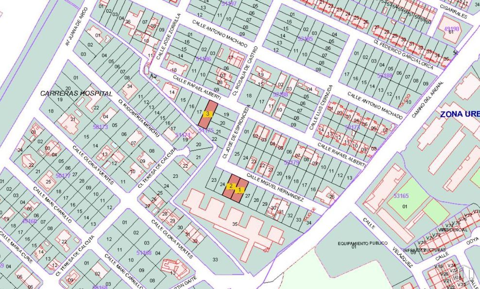 Suelo en venta en Calle Miguel Hernández,, Olías del Rey, Toledo, 45280 con mapa, ecorregión, infraestructura, diseño urbano, lote de terreno, línea, fuente, en paralelo, plan y asentamiento humano alrededor