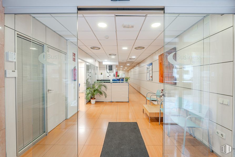 Retail for sale at Calle Núñez Morgado, Chamartín, Madrid, 28036 with houseplant, door, furniture, flooring, interior design, floor, ceiling, lighting, glass and composite material around