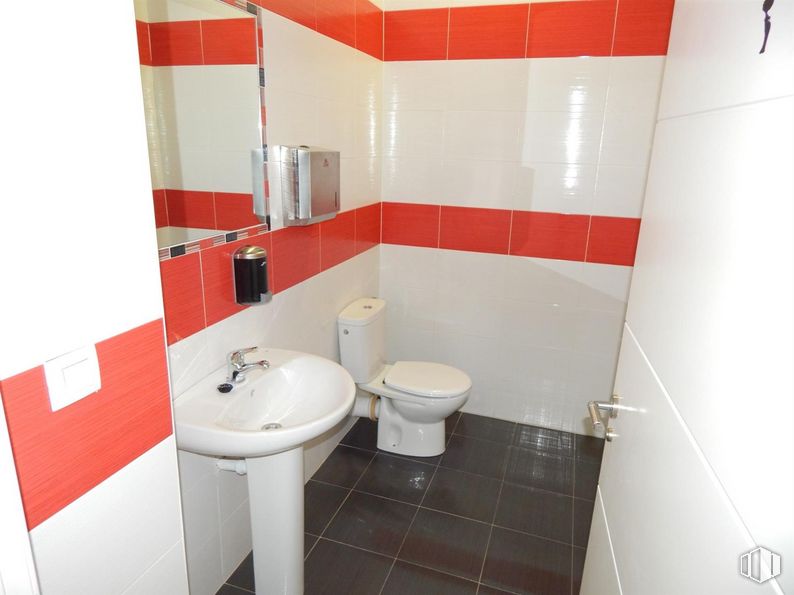 Retail for rent at Calle Jardín del Recreo, Ávila, 05001 with toilet, tap, sink, plumbing fixture, bathroom sink, building, property, bathroom, mirror and house around