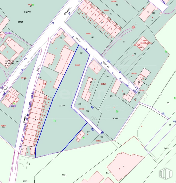 Land for sale at Casco urbano, Cantimpalos, Segovia, 40360 with map, infrastructure, land lot, urban design, font, line, parallel, schematic, pattern and plan around