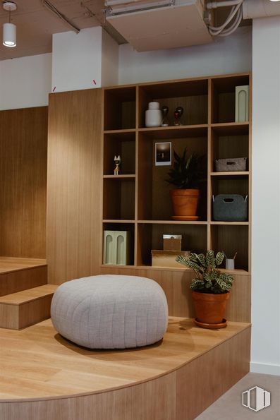 Oficina en alquiler en Nuga Castellana, Spaces Castellana. Paseo Castellana, 200, Chamartín, Madrid, 28046 con planta de interior, maceta, mueble, propiedad, planta, madera, estante, interiorismo, mesa y alumbrado alrededor