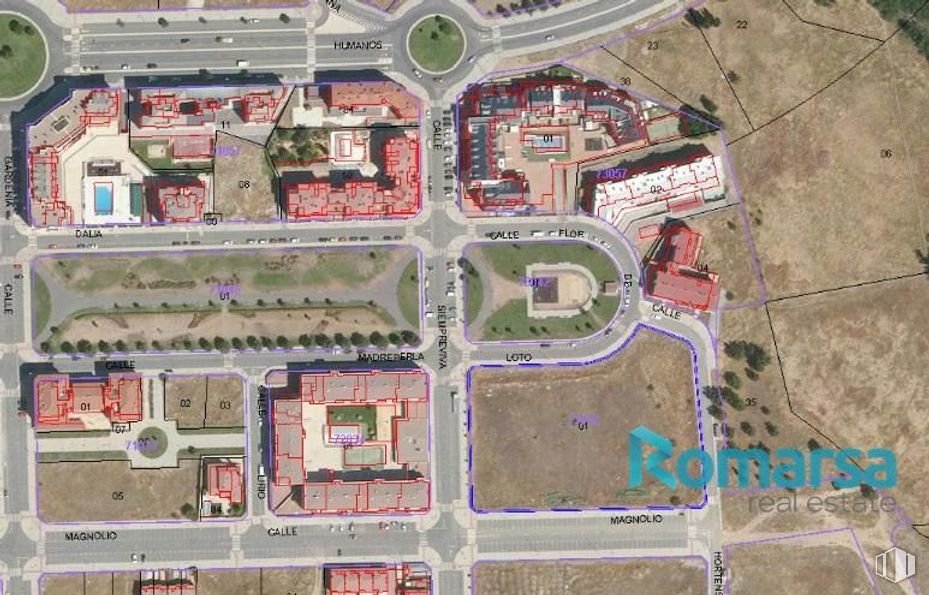 Land for sale at Calle Flor de Loto, Ávila, 05002 with intersection, plan, map, aerial photography and road junction around