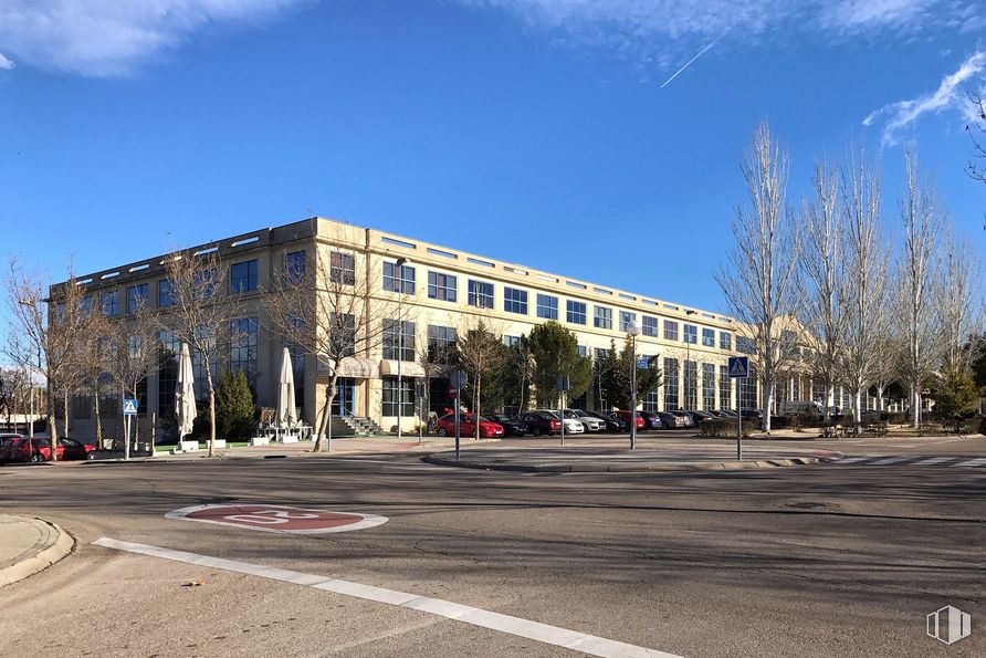 Oficina en alquiler en Calle Chile, 10, Las Rozas de Madrid, Madrid, 28290 con edificio, cielo, árbol, ventana, superficie de la carretera, diseño urbano, vecindario, barrio residencial, casa y asfalto alrededor