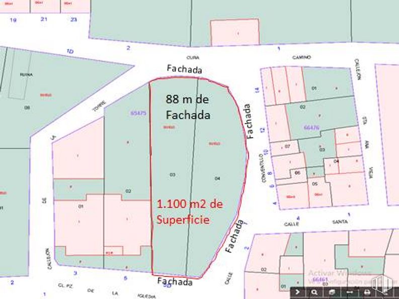 Land for sale at Calle Conventillo, 1, Villarejo de Fuentes, Cuenca, 16432 with map, rectangle, schematic, slope, land lot, font, line, parallel, urban design and plan around