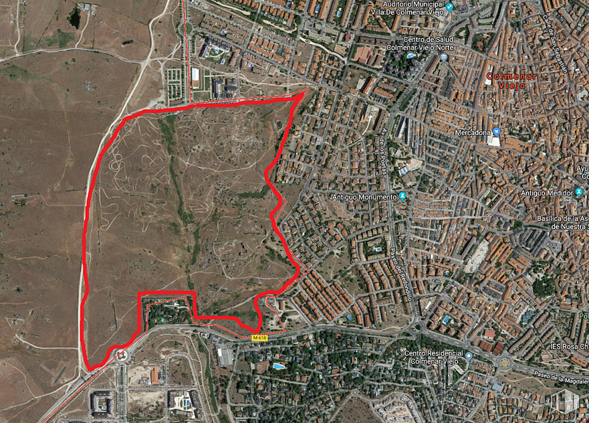 Suelo en venta en Polígono VP SUP-9 Lavanderas, Colmenar Viejo, Madrid, 28770 con ecorregión, mapa, línea, planta terrestre, fuente, captura, rectángulo, pendiente, paralelo y diseño urbano alrededor