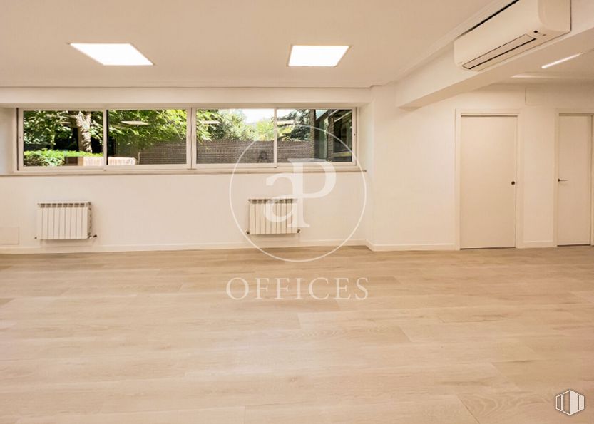 Office for rent at Torre del Retiro, Avenida Menéndez Pelayo, 67, Retiro, Madrid, 28009 with door, light fixture, window, lighting, building, wood, plant, interior design, flooring and hall around