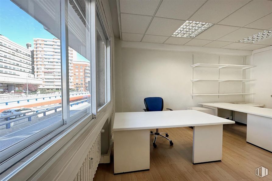 Office for rent at Avenida América, Salamanca, Madrid, 28002 with desk, chair, furniture, lighting, flooring, interior design, floor, ceiling, office chair and composite material around