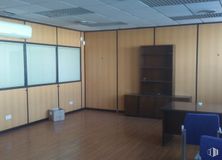 Office for rent at Calle Luis I, Villa de Vallecas, Madrid, 28031 with cabinetry, table, desk, property, wood, interior design, architecture, flooring, shade, hall, floor, wall and hardwood around