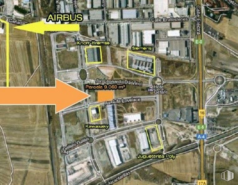 Nave en alquiler en Zona industrial, Getafe, Madrid, 28906 con propiedad, diseño urbano, lote de tierra, amarillo, mapa, área residencial, ingeniería, área urbana, ciudad y paisaje alrededor