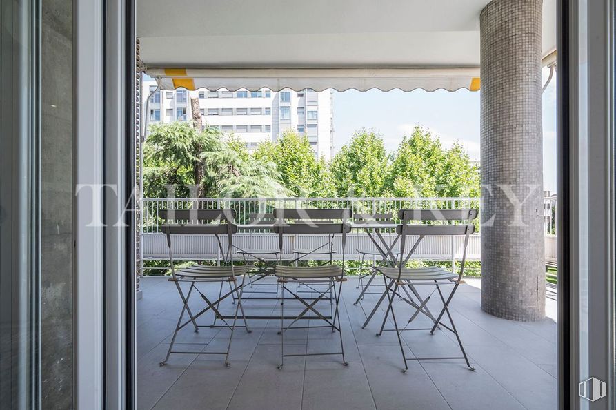 Office for rent at Calle Doctor Esquerdo, Retiro, Madrid, 28007 with chair, building, furniture, table, plant, shade, architecture, interior design, fixture and wood around