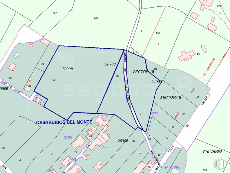 Suelo en venta en Avenida San Juan de Dios, 58, Casarrubios del Monte, Toledo, 45950 con ecorregión, mapa, pendiente, mundo, fuente, línea, en paralelo, triángulo, patrón y diseño urbano alrededor