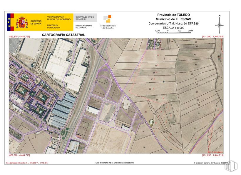 Suelo en venta en Polígono Las Cárcavas III, Illescas, Toledo, 45200 con propiedad, mapa, rectángulo, fuente, diseño urbano, captura de pantalla, pendiente, en paralelo, plan y planta terrestre alrededor