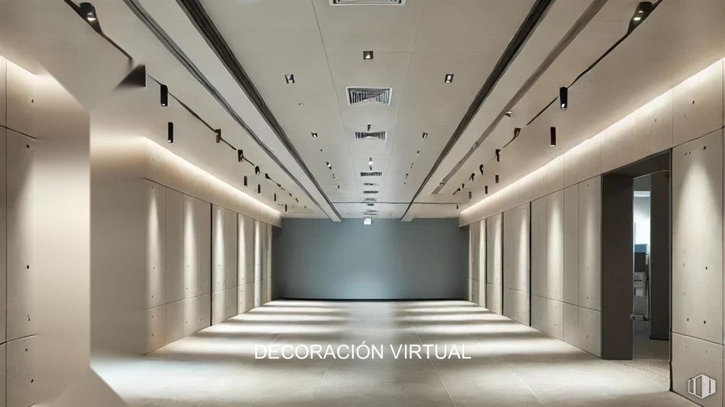 Retail for sale at Ciudad Lineal - Colina, Ciudad Lineal, Madrid, 28043 with flooring, ceiling, floor, interior design, lighting, composite material, hall, light fixture, silver and lobby around