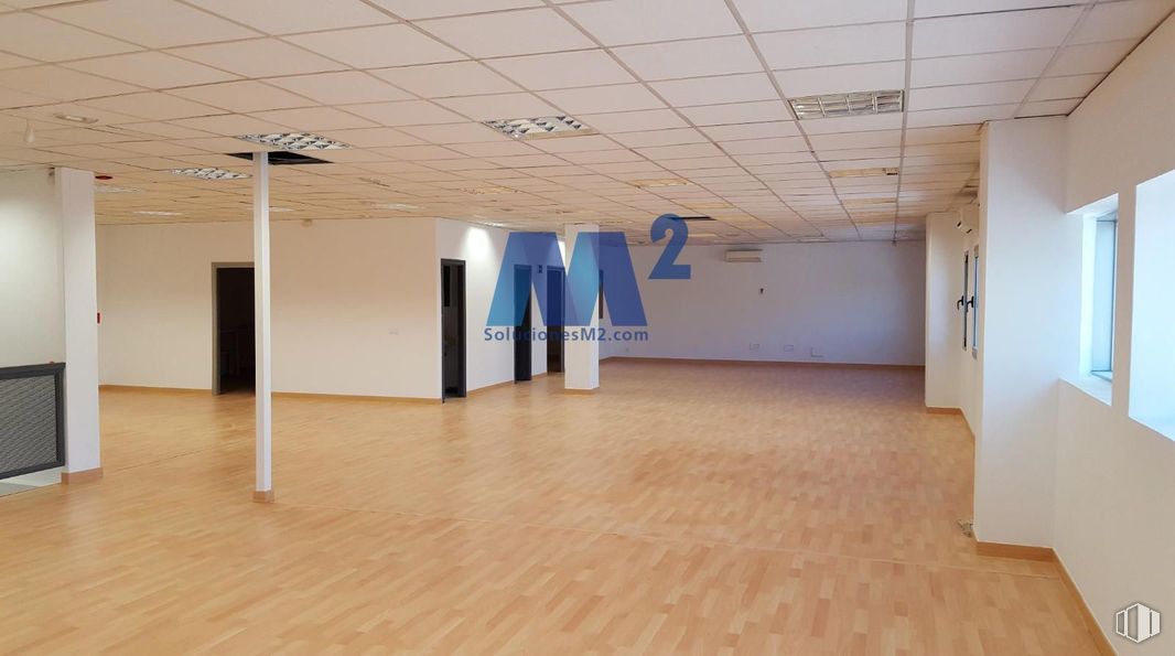 Industrial for rent at Zona Coslada, Coslada, Madrid, 28820 with flooring, floor, ceiling, interior design, glass, commercial building, hall, wood flooring, light fixture and hardwood around