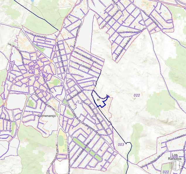 Land for sale at Camino Fuente Elvira, Colmenarejo, Madrid, 28270 with ecoregion, world, map, atlas, urban design, parallel, design, pattern, plan and electric blue around