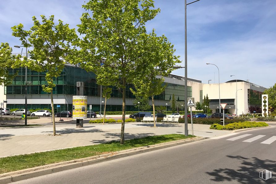 Office for rent at MASID Encuartes A-B, Avenida Encuartes, 19, Tres Cantos, Madrid, 28760 with building, plant, cloud, sky, daytime, street light, road surface, asphalt, tree and land lot around