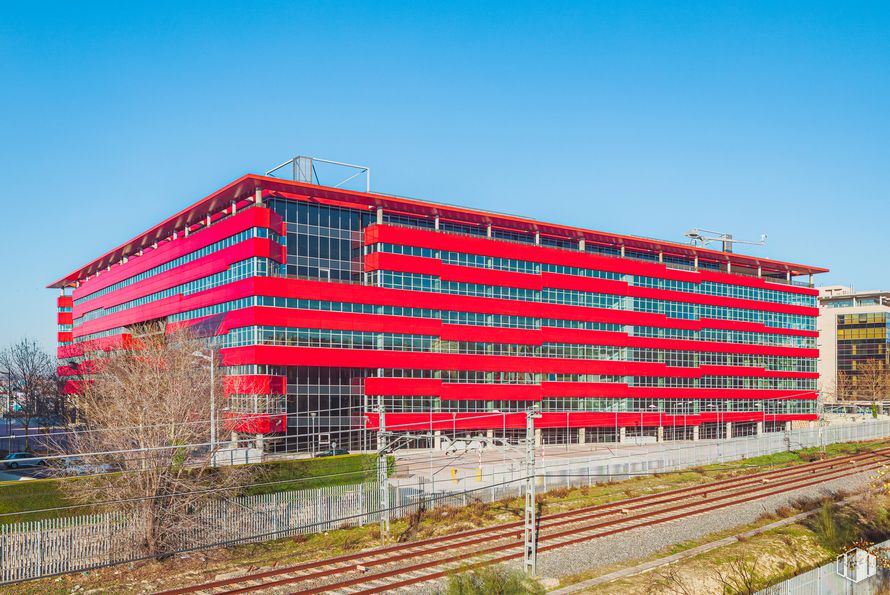 Oficina en alquiler en Edificio Square Garden, Calle Marie Curie, 9, Rivas-Vaciamadrid, Madrid, 28529 con edificio, cielo, bloque de torre, diseño urbano, árbol, condominio, planta, área residencial, rectángulo y edificio comercial alrededor