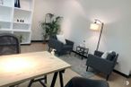 Office for rent at Calle Vallehermoso, 20, Chamberí, Madrid, 28015 with table top, plant, chair, lighting, table, pillow, bookcase, furniture, building, comfort, houseplant, architecture, house and interior design, wood around