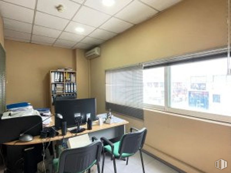 Industrial for sale at Calle Ciudad de Frías, 23, Villaverde, Madrid, 28021 with chair, light fixture, window, computer monitor, furniture, property, table, interior design, desk and building around