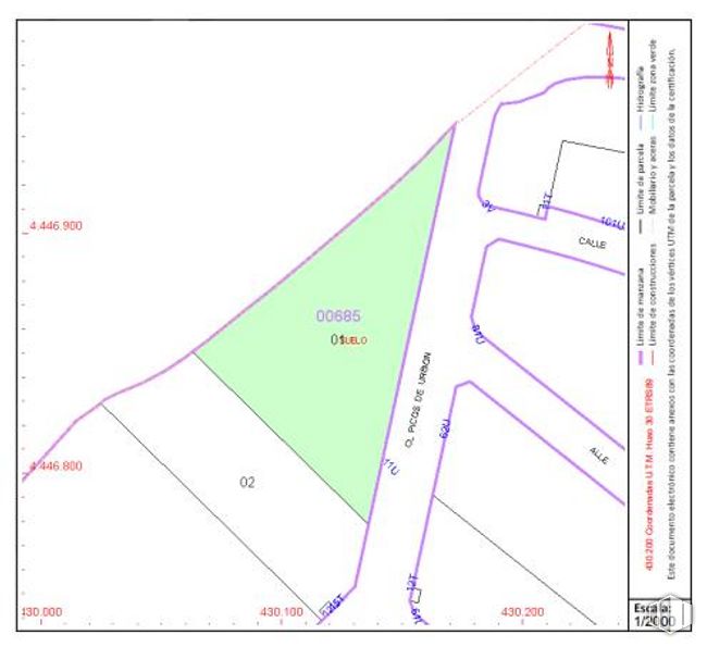 Suelo en alquiler en Calle Picos de Urbión, Illescas, Toledo, 45200 con mapa, pendiente, rectángulo, triángulo, línea, en paralelo, fuente, patrón, diagrama y plan alrededor