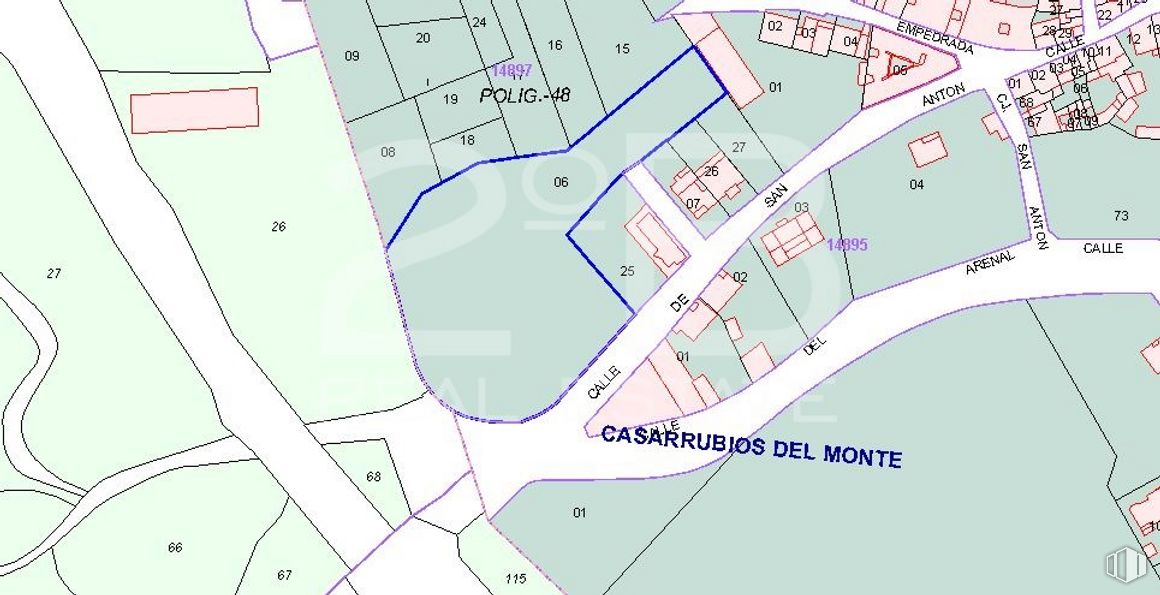 Land for sale at Zona Casco Urbano, Casarrubios del Monte, Toledo, 28010 with property, ecoregion, map, infrastructure, line, font, parallel, slope, intersection and urban design around