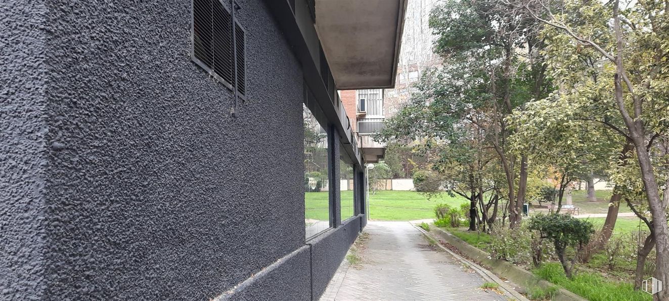 Local en venta en Calle Condado de Treviño, Ciudad Lineal, Madrid, 28033 con ventana, planta, edificio, superficie de la carretera, árbol, lote de terreno, asfalto, diseño urbano, hierba y arbusto alrededor