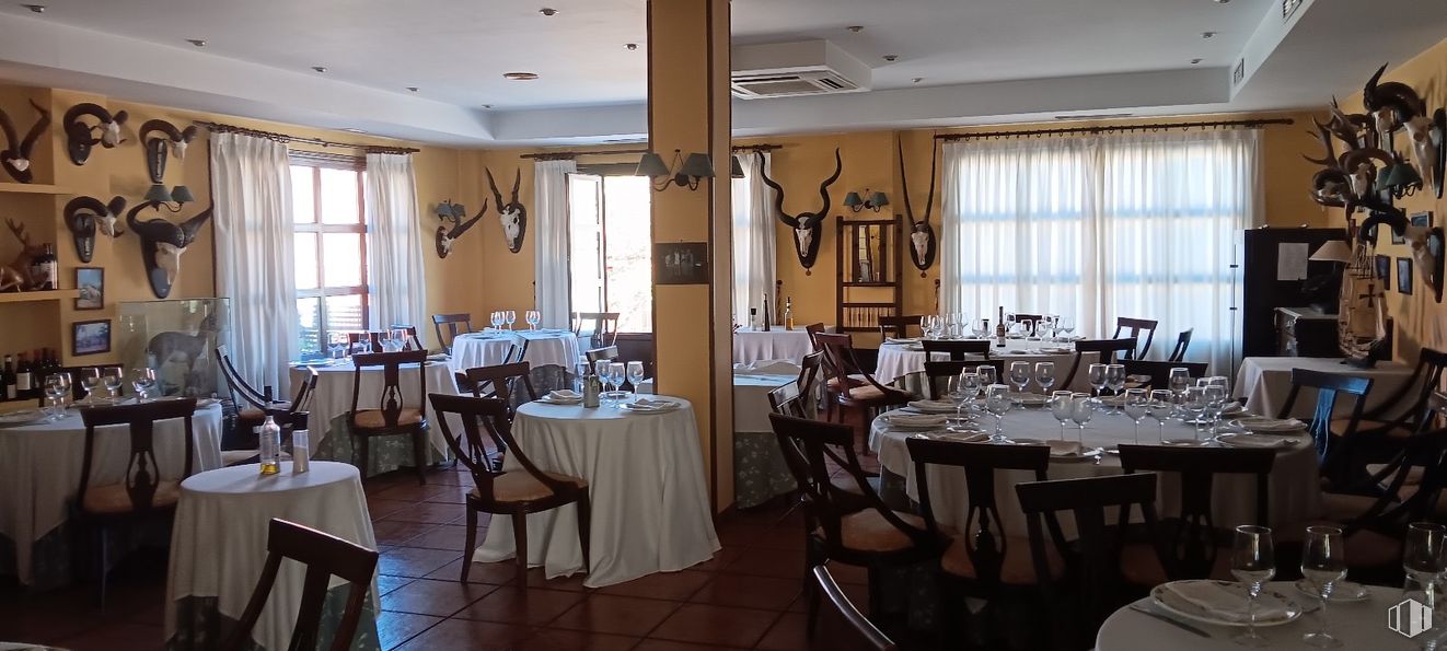 Retail for sale at Calle Amapola, Tres Cantos, Madrid, 28760 with chair, tableware, kitchen & dining room table, table, furniture, window, decoration, curtain, tablecloth and interior design around