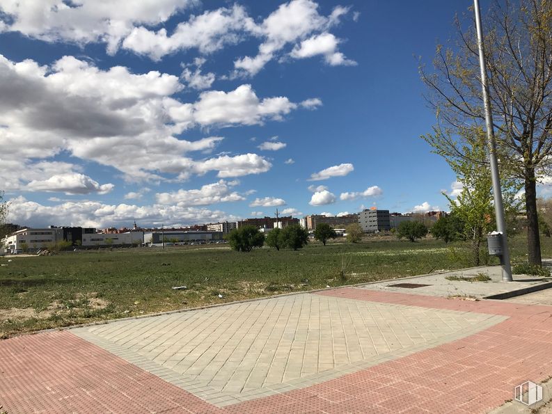 Suelo en alquiler en Calle Alberto Sánchez, 27, Vicálvaro, Madrid, 28052 con nube, cielo, día, planta, superficie de la carretera, edificio, sombra, asfalto, terreno y árbol alrededor