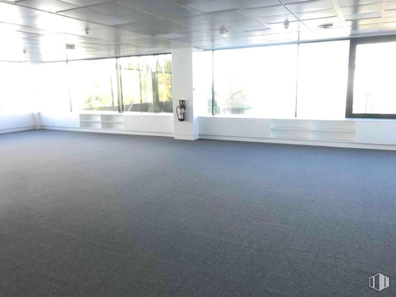 Oficina en alquiler en Zona empresarial La Moraleja, Alcobendas, Madrid, 28108 con hall, accesorio, suelos, suelo, vidrio, techo, sombra, madera, material compuesto y ventana alrededor