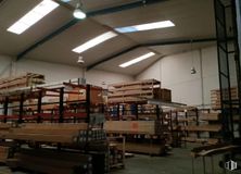 Industrial for rent at Calle Luis I, Villa de Vallecas, Madrid, 28031 with lighting, light fixture, furniture, wood, engineering, shelving, flooring, machine, shelf and publication around