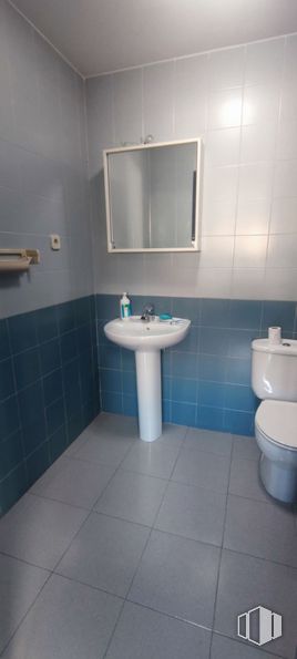 Industrial for rent at Polígono Vicolozano, Ávila, 05194 with sink, toilet, mirror, bathroom sink, plumbing fixture, property, tap, purple, bathroom and azure around