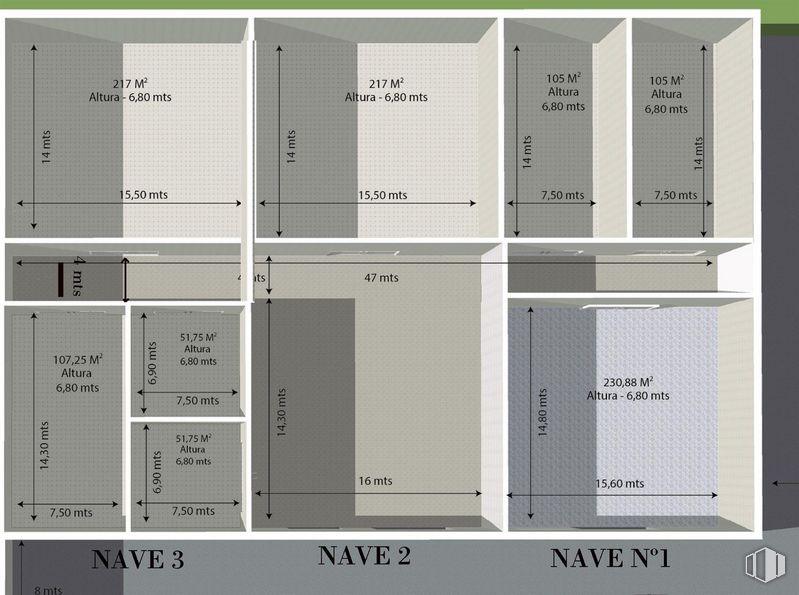 Industrial for sale at Autovía A-42, km 58,300, Olías del Rey, Toledo, 45280 with rectangle, font, parallel, diagram, number, pattern and plan around