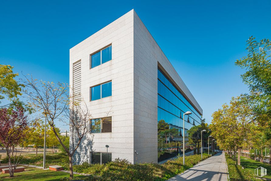 Oficina en alquiler en Calle Teide, 3, San Sebastián de los Reyes, Madrid, 28700 con ventana, edificio, cielo, planta, bloque de torre, árbol, condominio, diseño urbano, vegetación y lote de tierra alrededor