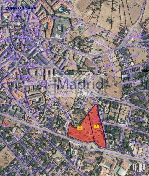 Suelo en venta en Carretera Escorial, Galapagar, Madrid, 28260 con mundo, ecorregión, textil, organismo, diseño urbano, triángulo, arte, fuente, mapa y rectángulo alrededor