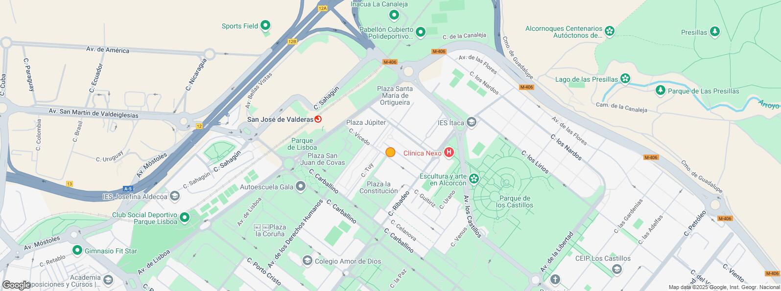 Location Map for Zona Los Castillos - Valderas, Alcorcón, Madrid, 28925