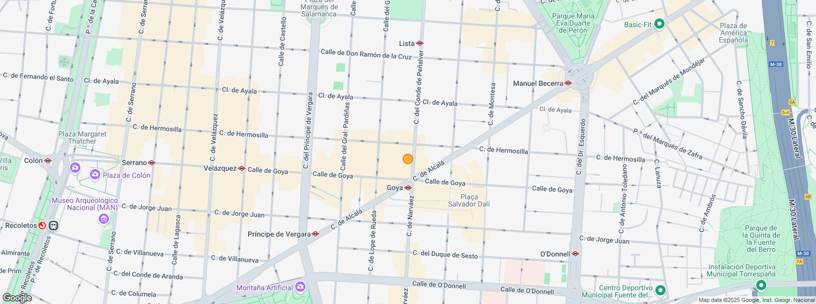 Location Map for Zona Goya, Salamanca, Madrid, 28001