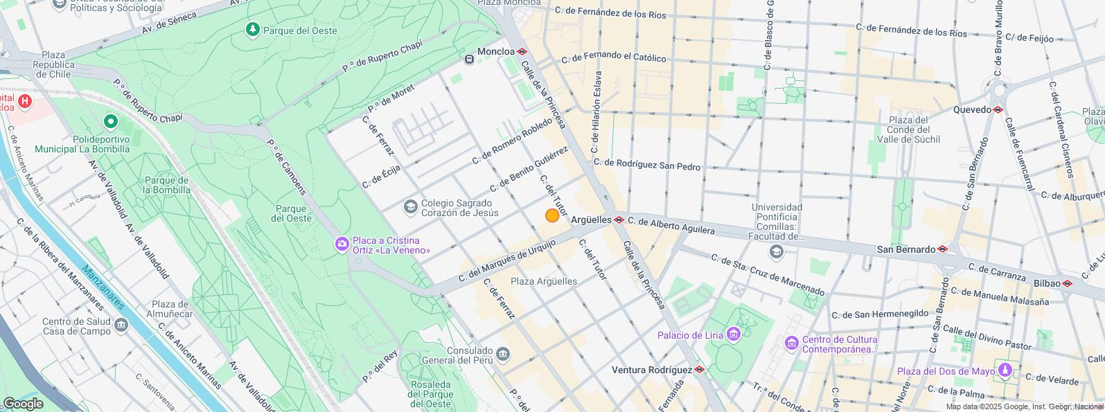 Location Map for Zona Argüelles, Moncloa - Aravaca, Madrid, 28008