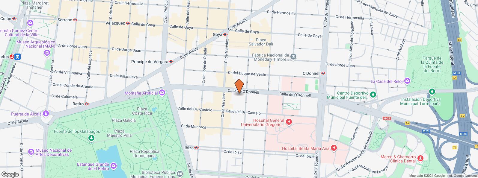 Mapa de Calle Odonnell, 32, Retiro, Madrid, 28009