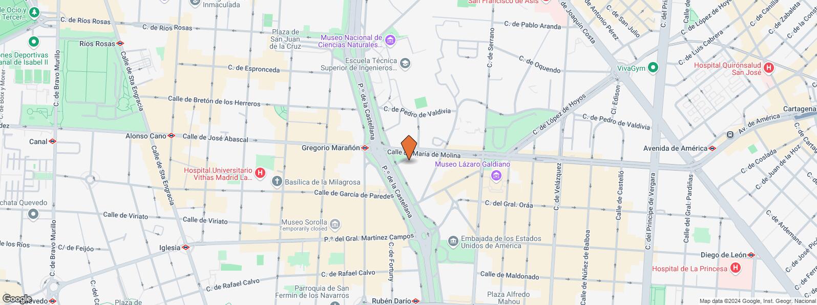 Location Map for Edificio Castellana 66, Paseo Castellana, 66, Salamanca, Madrid, 28046