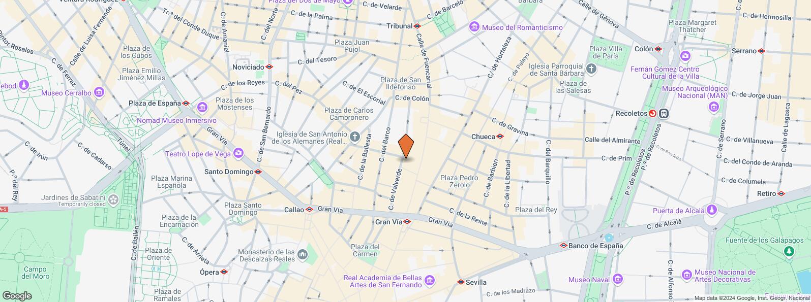 Location Map for Calle Valverde, 20, Centro, Madrid, 28004