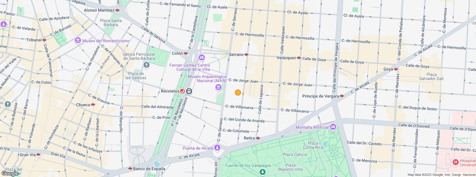 Location Map for Barrio Salamanca, Salamanca, Madrid, 28001