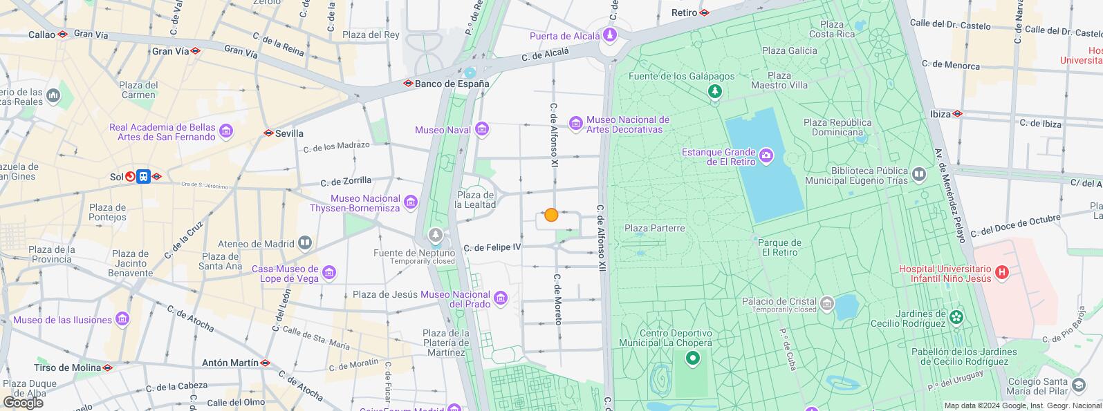 Location Map for Barrio Los Jerónimos, Retiro, Madrid, 28014