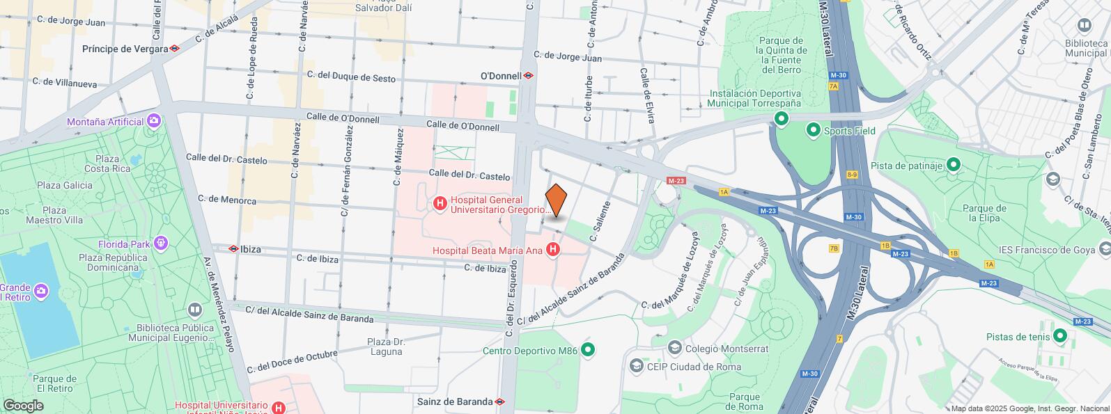 Location Map for Calle Vicente Caballero, 17, Retiro, Madrid, 28007