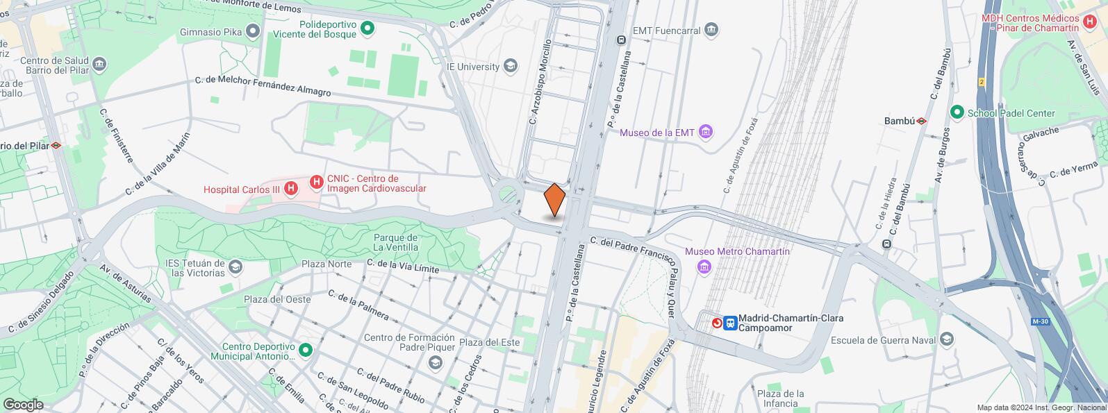 Location Map for Edificio Castellana Hall, Paseo Castellana, 257, Fuencarral - El Pardo, Madrid, 28046