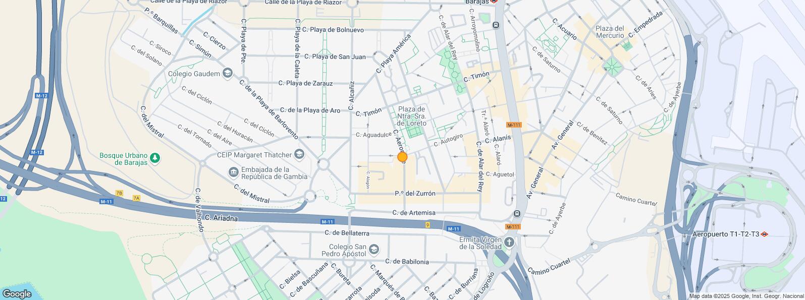 Location Map for Plaza Nuestra Señora Loreto, Barajas, Madrid, 28042