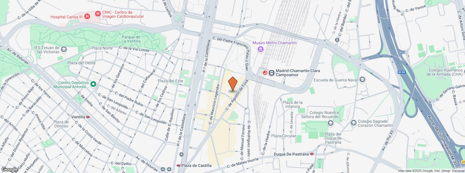 Location Map for Calle Agustín de Foxá, 27, Chamartín, Madrid, 28036